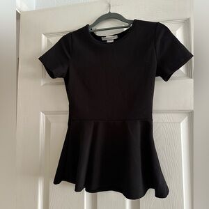 Black short sleeve peplum top